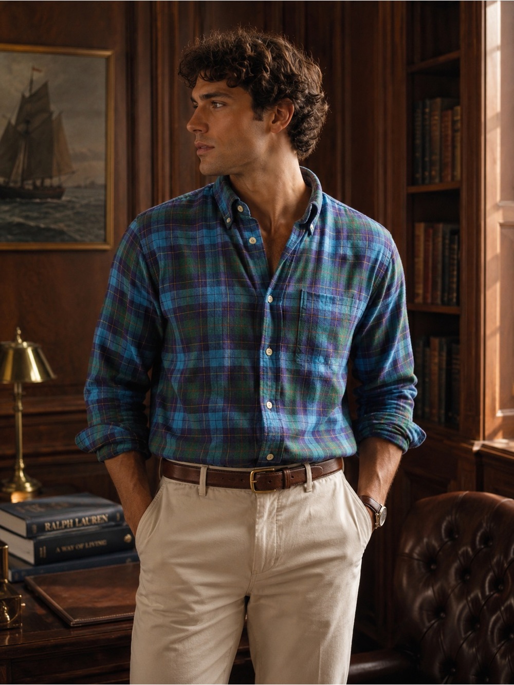 Massimo Dutti 100% Linen Plaid Shirt Old Money Coastal Luxury Preppy Casual